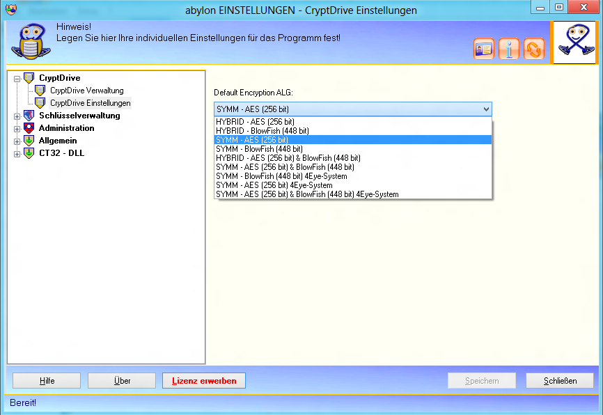 Screenshot: 23 Einstellungsdialog-Cryptdrive-Einstellungen.PNG