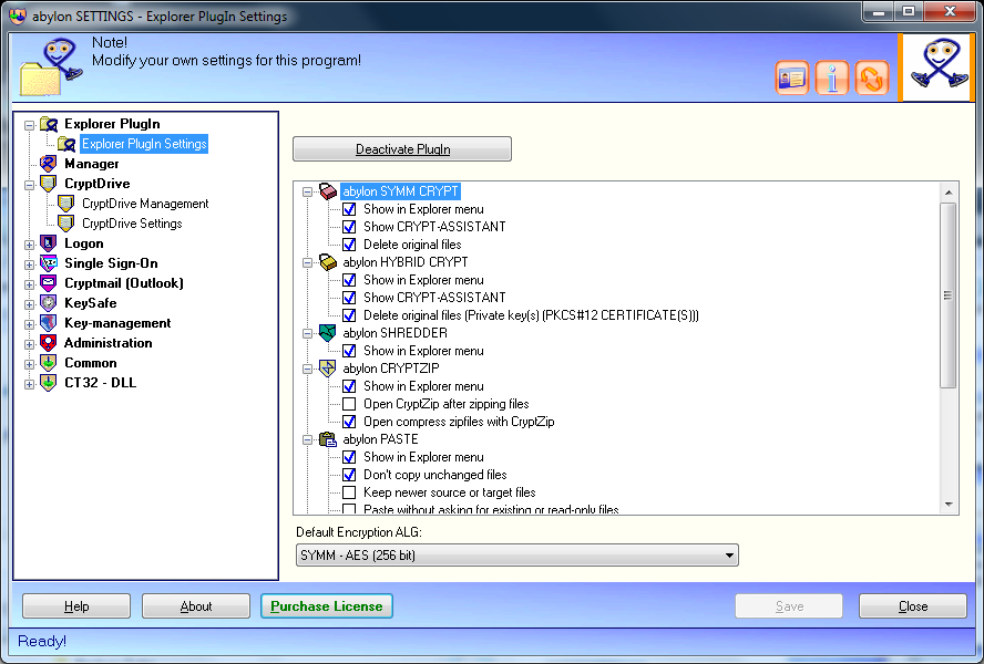 Screenshot: e15 settings explorer-plugin-settings.png