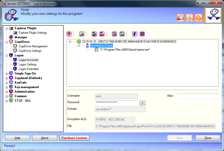 Screenshot: e42 logon settings accounts.PNG