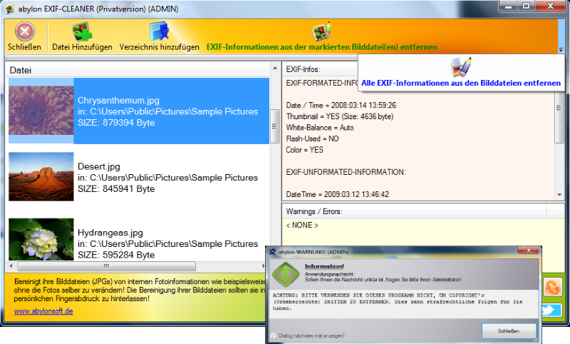 Windows 8 abylon EXIF-CLEANER full