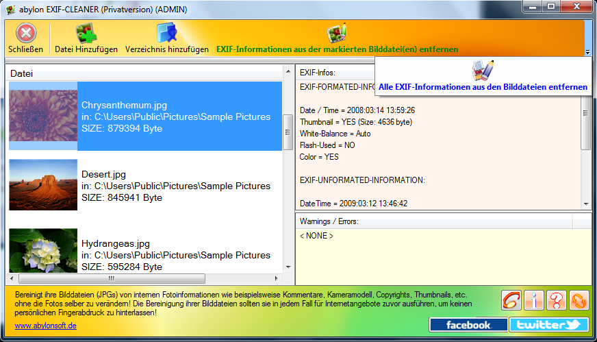 Screenshot: 04 Exif-Cleaner-Dialog.PNG