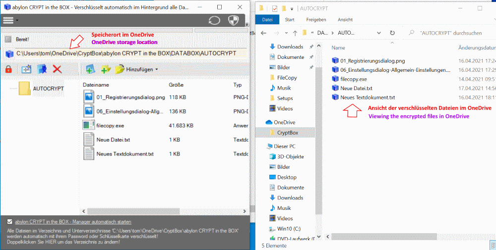 CRYPT in the BOX: Speicherung von verschlüsselten Dateien im OneDrive