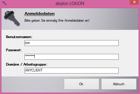 Logon-Anmeldedaten eingeben