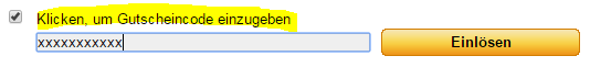 Eingabe des Gutscheincode