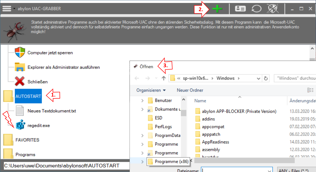 UAC-GRABBER Anleitung: Autostart Programm hinzufügen