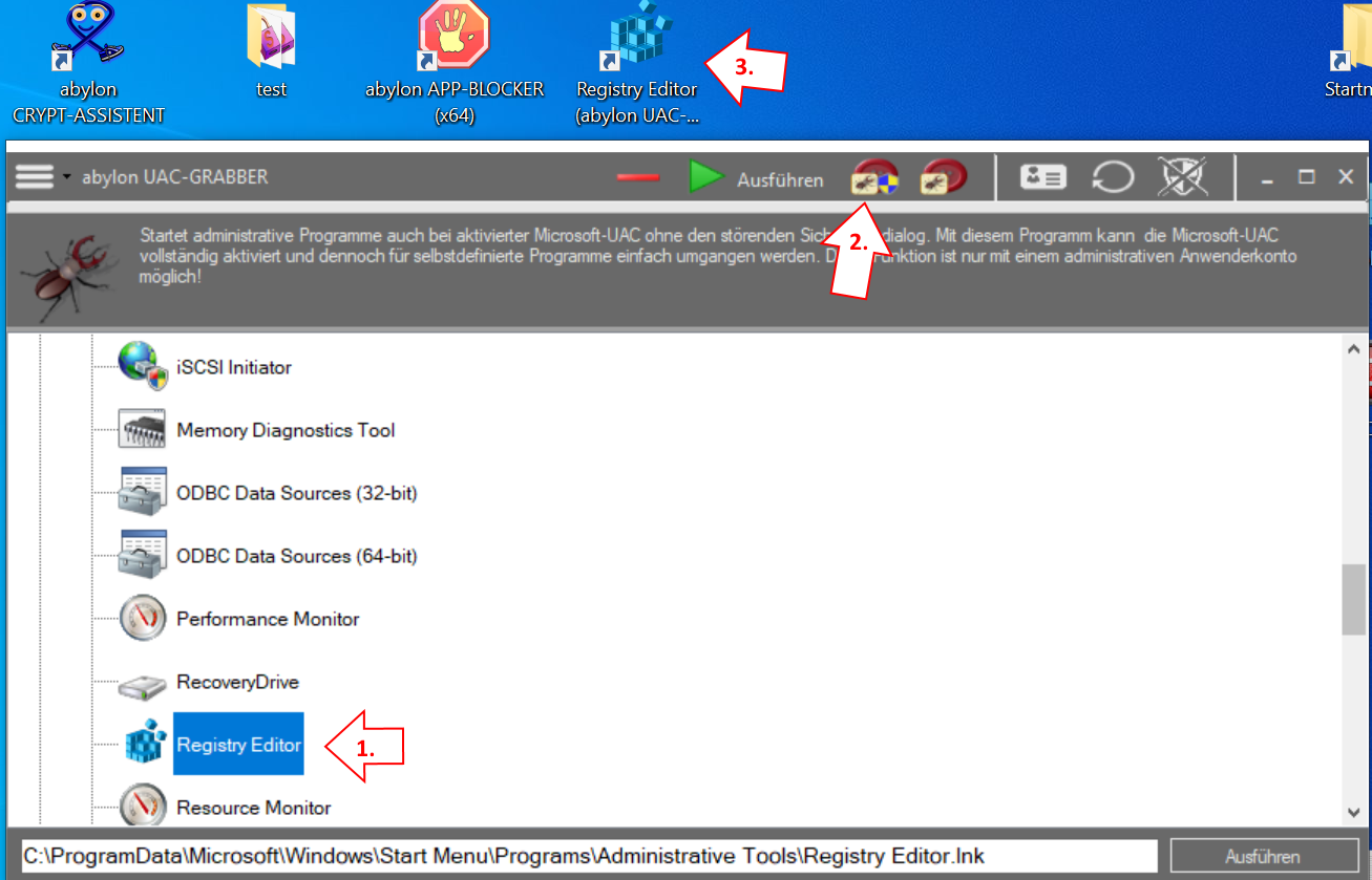 UAC-GRABBER-Anleitung: Desktop-Icon erstellen