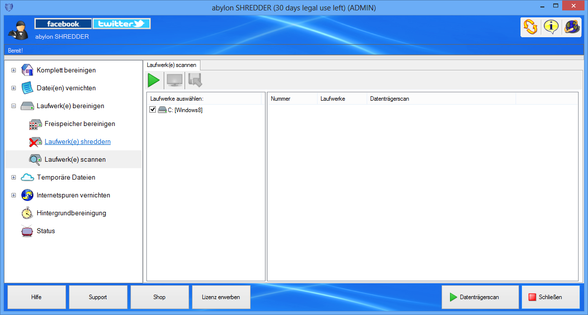 Screenshot: 30 Shredder-Dialog Laufwerke-scannen.PNG